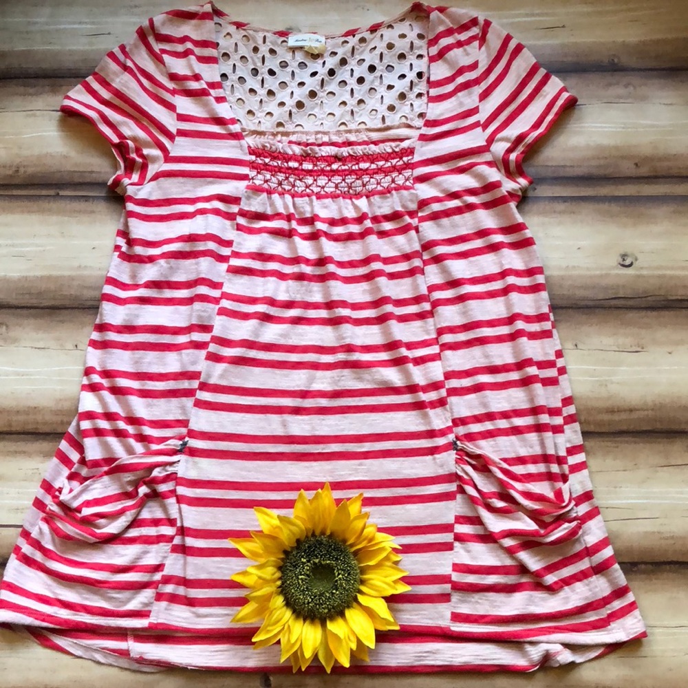 Anthropologie Meadow Rue red striped top. EUC
